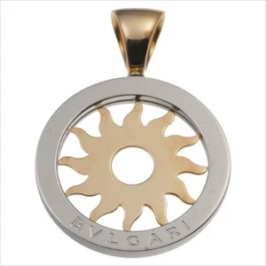 Bvlgari Tondo Sun 750 Yellow Gold Stainless Steel Pendant Necklace Top - Picture 1 of 5