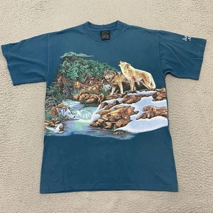Vtg Ironwood Michigan T Shirt Sz M Wolf Double Sided Single Stitch Made USA - Picture 1 of 13