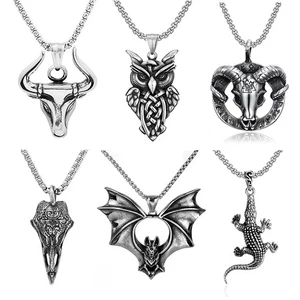 Collana con ciondolo animale in acciaio inox moda vintage per uomo biker gotico per - Foto 1 di 66