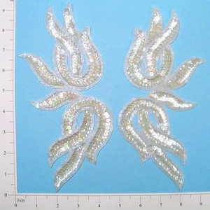 Tangled Leaf Sequin Patch Pack of 2 Appliques, White - Picture 1 of 1