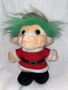 1992 Trolio Trolls Santa Puppe Urlaub Plüsch 9 Zoll Weihnachten grüne Haare Vintage - Bild 1 von 5