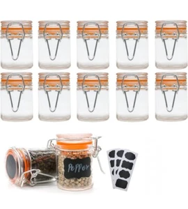 12 Mini tarros de vidrio para especias de 1.7oz con etiquetas, pequeños frascos. - Imagen 1 de 6