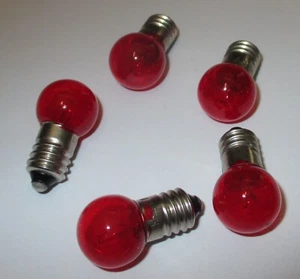 Glühlampen  Sockel E10 mit 15mm  ROT Glasdurchmesser   19V  -  5 Stück   "NEU" - Bild 1 von 1
