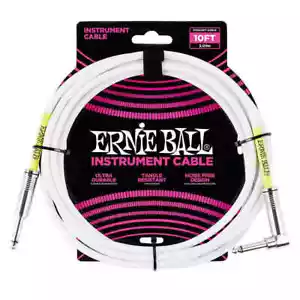 Ernie Ball Cavo strumento chitarra bianco 10' piedi - dritto + ad angolo retto - Foto 1 di 1