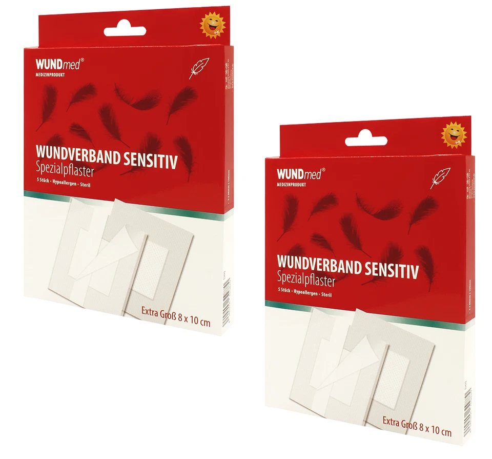 2x WUNDmed Wundverband Sensitiv Extra Groß (8x10cm) 2x 5 St.