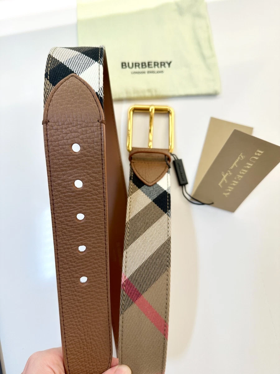 Burberry ベルト レディース32 Reversible Leather Signature Belt in Black/hazel - Women