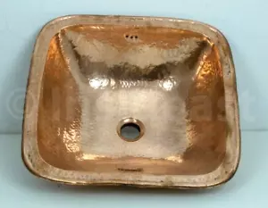 Handcrafted Hammered Square Solid Copper Sink, Copper Kitchen Sink (17”x17”) - Picture 1 of 7