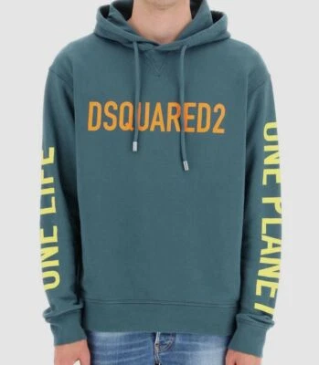 $735 Dsquared2 Men's Green Long Sleeve Logo Crewneck Sweater Sweatshirt Size XL - Image 1 of 4