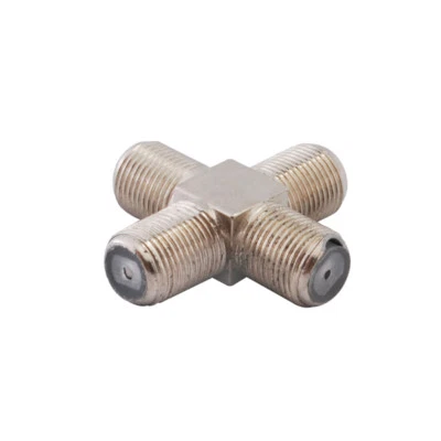 10pcs F-Type TV Connector Adapter Female Coupler Jack Coaxial Adapter, "+" style - Image 1 of 3