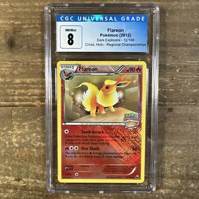 Pokemon Flareon 12/108 Cross. Holo Regional Championships CGC 8 - Image 1 of 4