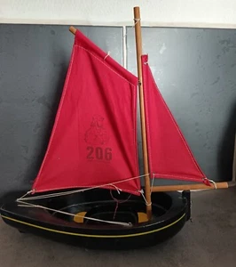Vintage: jolie maquette bateau de bassin Barque en bois 30 cm Tirot 206 C71 - Afbeelding 1 van 6