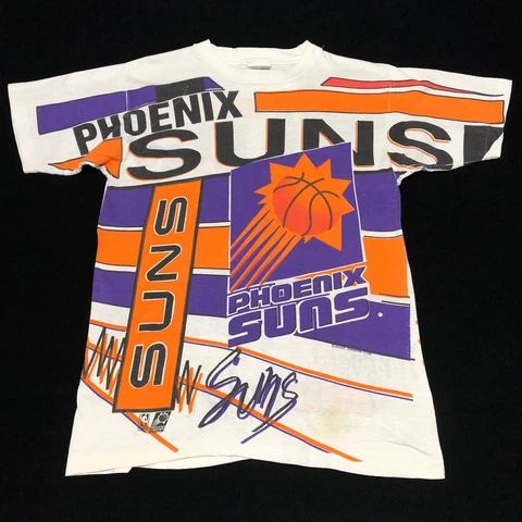 Vintage Rare 90s Phoenix Suns Magic Johnson AOP All Over Print T-Shirt M/L Cover