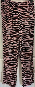 GANNI Pink & Black Zebra Print Wide Tapered Leg Trousers Pants EU38 UK10 BNWT - Picture 1 of 9