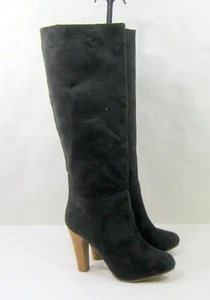 new Black 4"block High Heel round Toe  Knee Boots women Size 7.5 - Picture 1 of 5