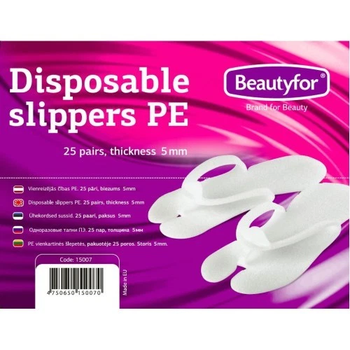 BEAUTYFOR 25 Pairs Disposable Slippers PE Foam for Pedicure Tanning Spa Slippers