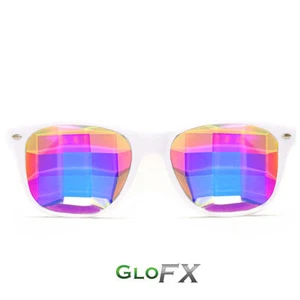 GloFX Bug Eye Ultimate Kaleidoscope Glasses – White Rave Glasses Diffraction EDM - Picture 1 of 7