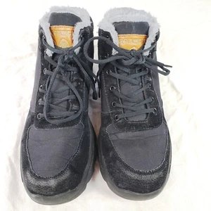 Quatchi Black Boots Gray Faux Fur Lined Winter Hiking Boot Women Size 11 EU 44 - Picture 1 of 12