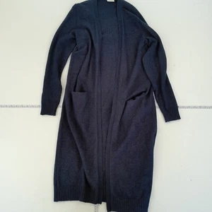 VILA Cardigan Small Navy Womens Mid Length Open Front Knit Pockets - Picture 1 of 10