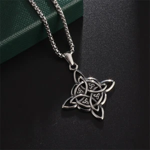 Collar colgante de acero inoxidable nudo de bruja para hombre moda joyería regalo - Imagen 1 de 10