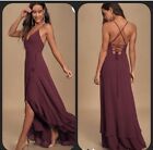 Lulu’s In Love Forever High Low Lace Up Burgundy Maxi Dress Size XS 66642 Formal