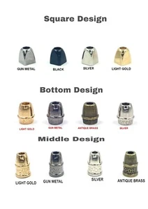 QUALITY SOLID METAL CORD STOPPERS LOCK ENDS 3 DESIGNS VARIOUS QUANTITIES - Picture 1 of 15