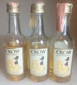 Vintage Rare Crow Light Whiskey Mini Bottles Lot of 3 Circa. 1970's - Picture 1 of 18