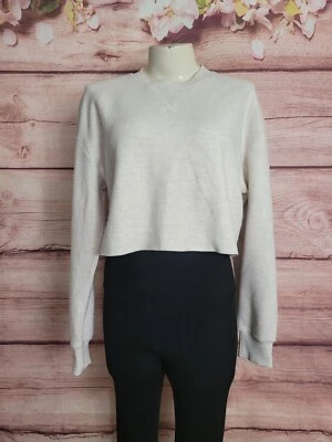 Sudadera corta crema extra suave para mujer Zara talla M manga larga cuello redondo  Foto 1 de 4