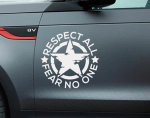 Army Military Star Respect All Fear No One Decals Sticker Car Bonnet Window Wall - Picture 1 of 2