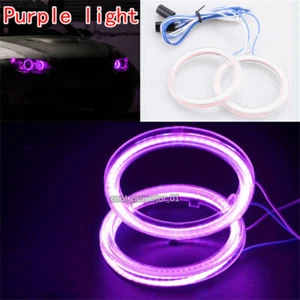 2x Purple 60/65/70/75/80/85/90/95/100/110/120mm COB Angel Eye Halo Ring Light - Picture 1 of 17