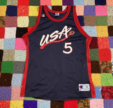 USA Jersey CHAMPION Jason Kidd 48 XL Basketball Jersey Olympics VINTAGE RARE Cover