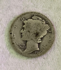 1916 P Mercury Dime circulated 90% Silver Good , circulated