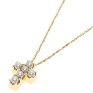 MIKIMOTO Necklace Pearl Pearl Diamond Reversible K18 Yellow Gold - Picture 1 of 6