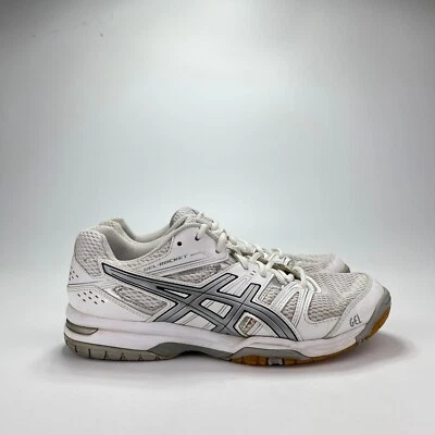 Asics Gel Rocket 7 White Silver Athletic Volleyball Tennis Shoes Women Size 8.5 - Image 1 of 4