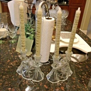 Pair-Anchor Hocking Early American Pre-Cut Pattern Double CandleHolders - Picture 1 of 4