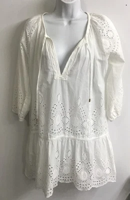 Melissa Odabash Natación Cubre Blanco Calado L/S Ojales Bordado Nuevo Talla XS Foto 1 de 4