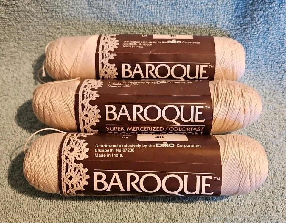 3 DMC Baroque 100% Crochet Cotton thread Ecru Super Mercerized Article 158 400yd - Image 1 of 2