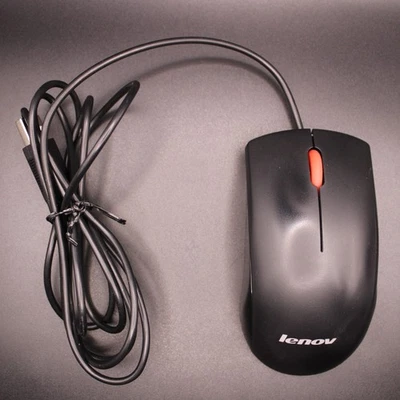 Lenovo Black Wired USB Optical Mouse Red Scroll Wheel MSU1175 Tested 5ft Cable - Image 1 of 4