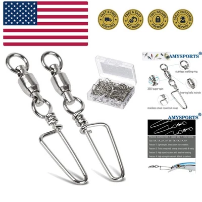 High Strength Fishing Snap Swivels - Stainless Steel Ball Bearing Swivels - S... - Image 1 of 4