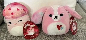Menge 2 Squishmallows Beemie der rosa Welpe & Molly der rosa Pilz 5 Zoll NEU!! - Bild 1 von 8