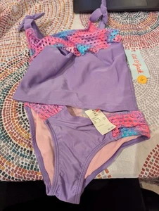 NWT Cat & Jack Girls Swimsuit sz 4/5 XS Purple Pink Two Piece Tankini 563865 - Picture 1 of 5