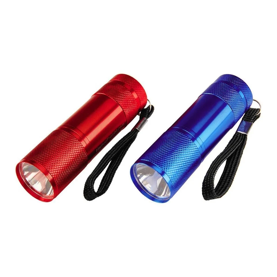 BLUE ALUMINUM LED FLASHLIGHT WITH STRAP AND BATTERIES  ~ FREE USA S&H - Image 1 of 1