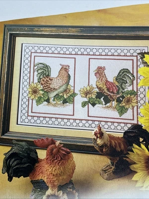 Roosters With Sunflowers Mike Vickery Cross Stitch Pattern 3 Pages From Magazine - Image 1 of 4
