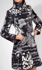 Desigual Damenmantel schwarz-weiß grafisch Größe 46 - Bild 1 von 8