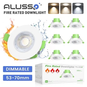Recessed Fire Rated Ceiling lights 3CCT Dimmable Bathroom Ceiling Downlight IP65 - Picture 1 of 23