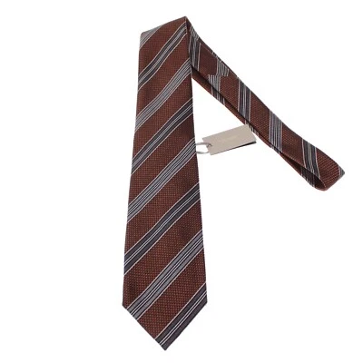 Tom Ford новый с Ярлыками галстук в коричневый/черный и серый полосы 100% шелк сделано в Италии - Изображение 1 из 4