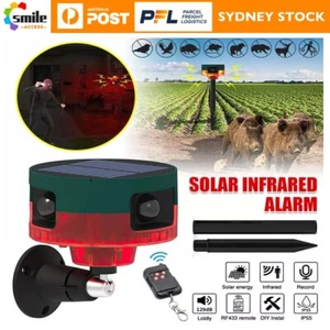 Solar Motion Sensor Outdoor Solar Siren Dog Barking Gunshots Repeller Alarm Lamp - Picture 1 of 13
