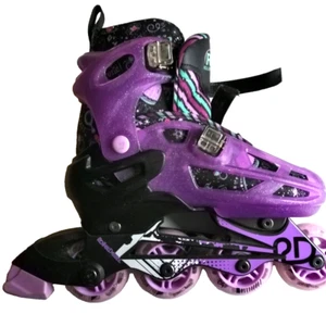RD Roller blades Derby Princess Skates Girls Size 3-6 Pink Purple Sparkle - Picture 1 of 13