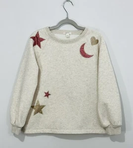Crewcuts Girls Sweatshirt L 10-11 Cotton Blend Beige Stars Long Sleeve Pullover - Picture 1 of 8