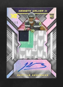 Kenneth Walker III 2022 Panini Xr Jersey Patch RPA /15 PREMIUM WHITE jumbo auto - Picture 1 of 2