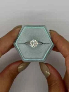 Lab Grown 2.00 Cts Round Cut E VVS2 CVD Diamond Ring Solitaire 14k White Gold - Picture 1 of 14